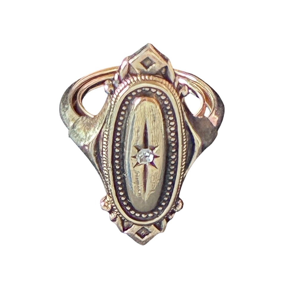 Avon Kensington Ring 1976 Vintage Gold Tone Rhinestone Size 5.5 Excellent Ring
